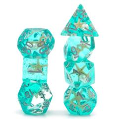Foam Brain: Green Glitter with Starfish and Pearl RPG Dice Set
